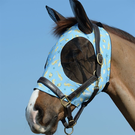 Weatherbeeta Deluxe insektsmask med öra och hål för pannband Sea Horse Print